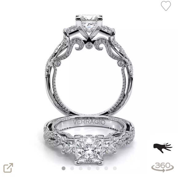 VERRAGIO Engagement Ring Princess cut 3 stone size 6.5. 6,500 for the ring. - Picture 7 of 15